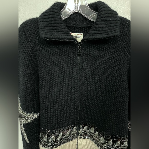 Zadig & Voltaire Christa 100% cashmere sequin sweater. Black - Picture 8 of 12